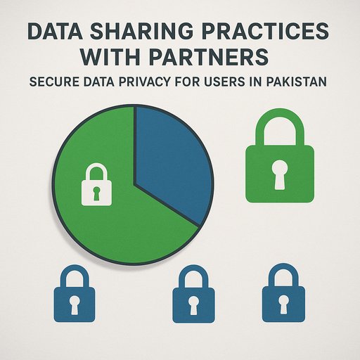 A chart illustrating data sharing practices with partners, highlighting secure data privacy for users in Pakistan. The chart emphasizes transparency and consent.